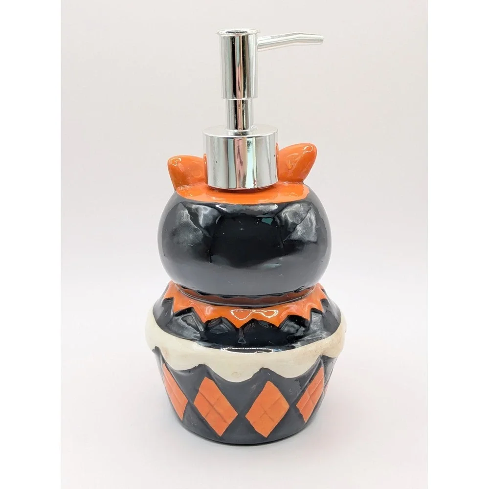 Halloween Johanna Parker Owl On A Cupcake Ceramic‎ Soap Dispenser And Creamer